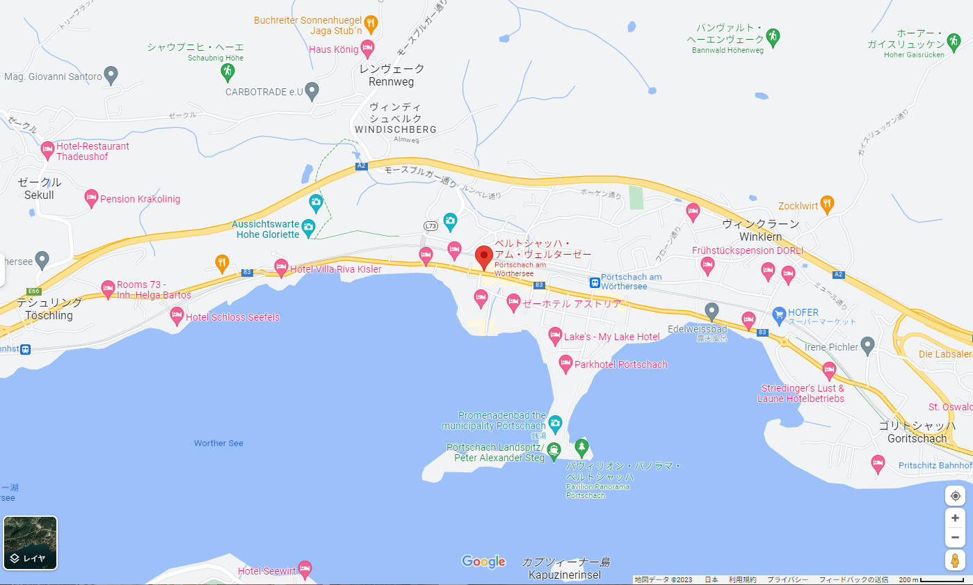 ヴェルタ―湖畔のGoogleMap